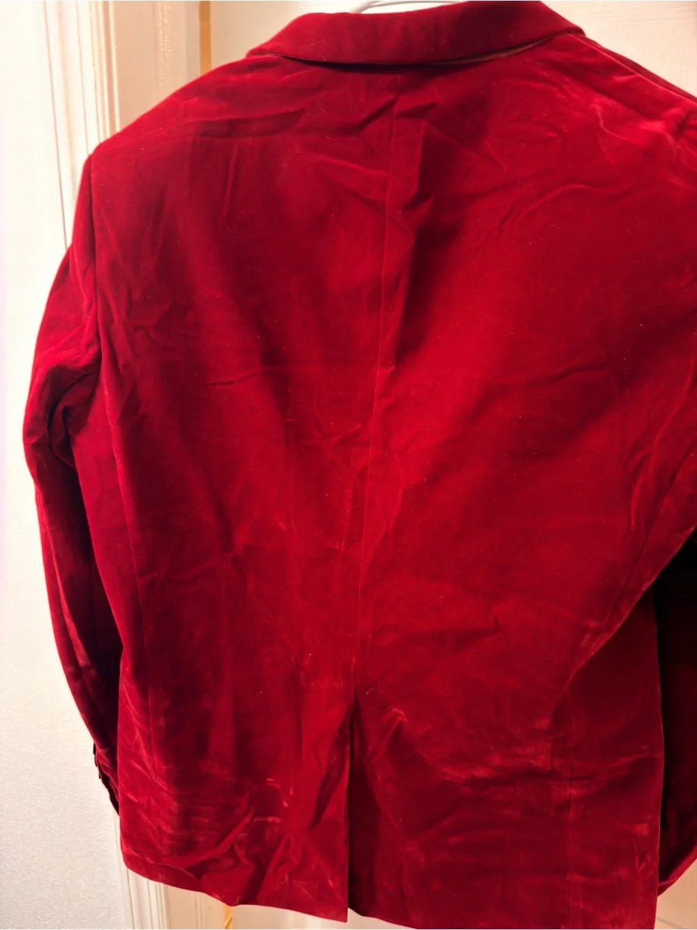 Men’s Red Velvet Blazer with Black Satin Lapel